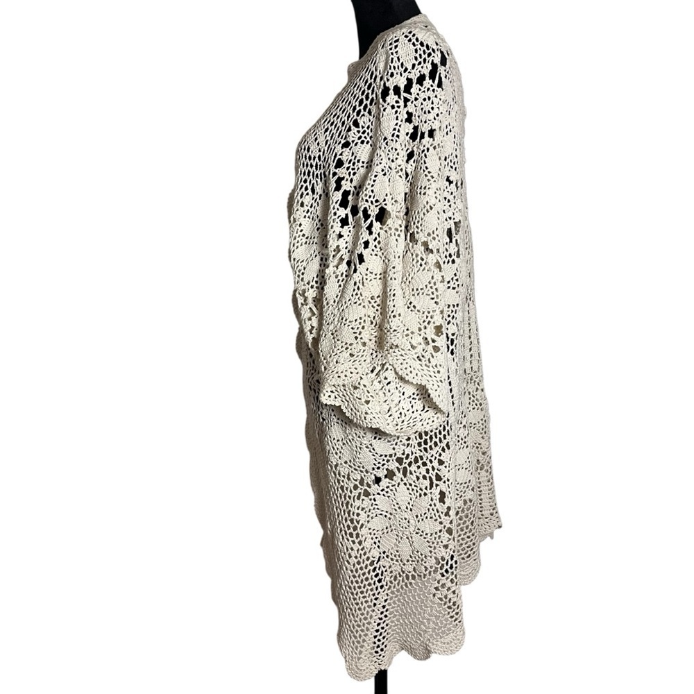 Topshop Cream Crochet Openwork Kimono Boho Cardigan (Size 4 / UK 8) - Picture 3 of 9